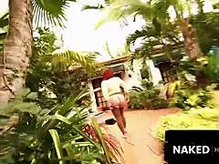 Red Head Wife Fucks Trainer Outside While Hubby Naps