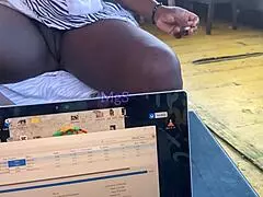 slutty african whore goes public flashing in a hood bar