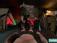 Hocus pocus with three witches on halloween at ladylyne, showing big tits and asses
