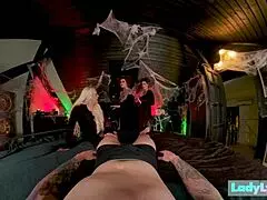 Hocus pocus with three witches on halloween at ladylyne, showing big tits and asses