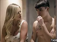 naughty blonde milf stepmom rachael cavalli sneaks into her stepsons room for taboo blowjob and deepthroat