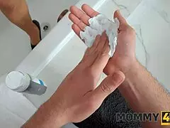 mommy4k bathroom game turned into hot sex with mature whore, neighbors cheating