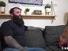 3-way porn - a tattooed milf is fucked in the ass by 2 dudes