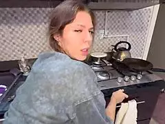 dormmate girl gets cum in mouth hair kitchen alone us