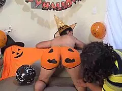 my milf stepmom wants me to fuck her pumkin on halloween