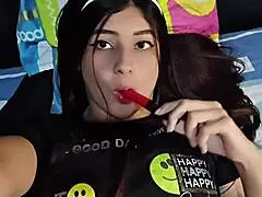 Colombian actress's video with her math teacher turns into a bisexual fetish spanking session