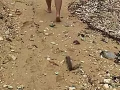 sexy asian wife with big tits nude on beach