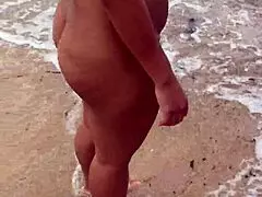 sexy asian wife with big tits nude on beach