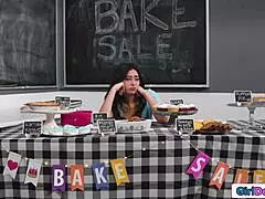 Stepmom Licking Stepdaughter Under Table in Forbidden Oral