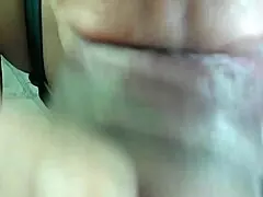 Mature stepmother sucks my big cock in POV and swallows cum