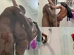 bubble booty ebony baddie mystikal menace gets railed and rides a bbc in the shower