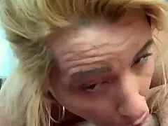 Topless Hooker Takes Cum Load On Face After Bareback Blowjob