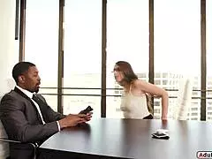 Petite assistant works under black boss