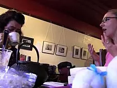 Blonde Milf and Lesbian Brunette Use Piercing Dildos Toys to Lick Finger Each Other to Cum Orgasms