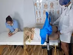 Kinky redhead milf takes half-sister to dirty gynecologist for creampie exam