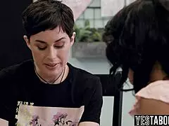 Big boobs petite 18+ lesbian milf manipulates and fucks ebony bestie