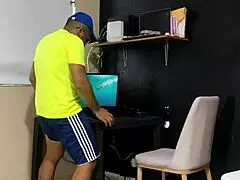 stepmom in miniskirt bends over big ass for pervy stepson creampie doggystyle