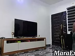 fat ass ebony mara exotic strips naked spreads tight pussy big ass shaking while home cleaning