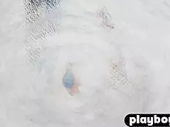 the cute russian brunette slips out of lingerie, revealing her perfect small tits for playboy poses