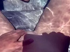 artemisia indulges in a solo fingering break by the jacuzzi in pov