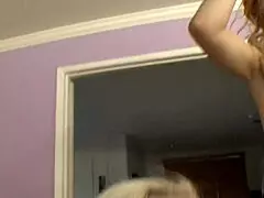 lesbian threesome with sexy milf mom bent over for anal fingering and deepthroat action