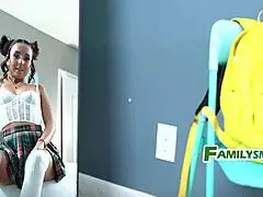 daddy rails my tight pussy while i chat with stepmom on phone