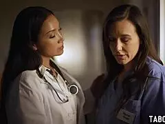 Hot Latina Milf Doctor Vicki Chase Lures Nurse Sinn Sage for Pussy Licking Lesbian