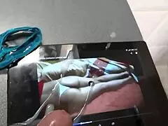 stepmom gets cum on her face mouth and hairy pussy plus used panties