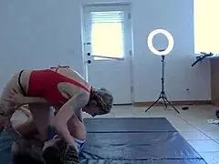 wrestling amazons with tapered muscular physiques dominate agatha delicious in lezdom fight