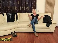 hot blonde milf teases young stud then bends over for his monster cock creampie deep inside