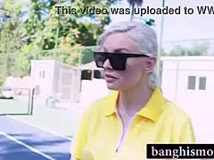 two adorable brunette milfs in uniforms start a tennis game but end up horny in a big ass big tits foursome orgy