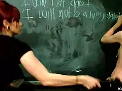 cheating student bound and gagged takes rough anal bdsm strapon pounding