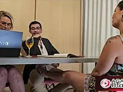 Agatha mama fucked hard under office desk now!