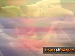 swinger babes grope their big ebony boobs during the wild pool party