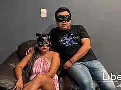 the cuckold's wife gets BOUND in BDSM then FUCKED by two singles in gangbang with her husband to make her hotwife