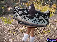 whoa lena the plug strips down showing off those amazing milf boobs outdoors