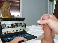 Curvy stepmom straddles stepson's throbbing cock riding deep and hard