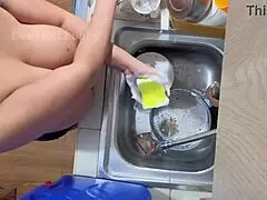😍 horny indian maid flashes big natural tits on webcam while washing dishes solo xxx pov