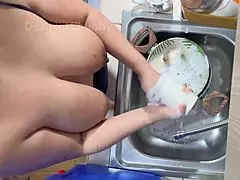 😍 horny indian maid flashes big natural tits on webcam while washing dishes solo xxx pov