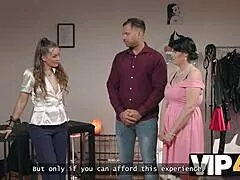 wife in stockings dances submissively for husband before facial cumshot domination at nightclub?