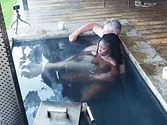 🌊 steamy ebony secretary ana foxxx juicy pussy lips sloppy fuck boss big black cock jacuzzi 😍💦