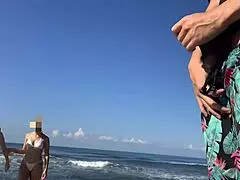 wanna watch me flash my big cock on public beach for hot latina blonde mff prize?