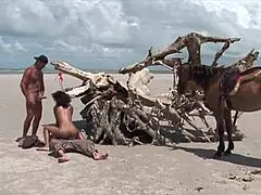 yo imagine a steamy threesome on the beach with this sexy black mom getting pounded doggystyle and fingered 😈🏖️🍑💦🌊!!