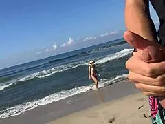 wanna watch me flash my big cock on public beach for hot latina blonde mff prize?