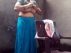 Wife's Outdoor Garden Bath Reveals Indian Pussy And Big Tits