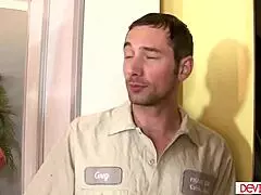 Milf pays cable guy to pound her hairy pussy instead of fixing anything