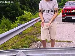 exhibitionist busty milf flashes then gets fucked hard on abandoned bridge outdoors pov