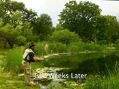 my heart races watching this horny milf hook that fisherman's throbbing rod outdoors