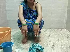 Stepmom Sucks and Fucks Stepson Deepthroat While Washing Clothes – Dirty Talk Indian Mommy!