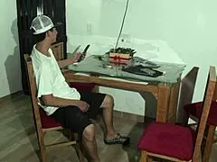 damn, risky sex with hot big ass cousin getting fucked hard doggystyle and cowgirl in the dining room on vacation